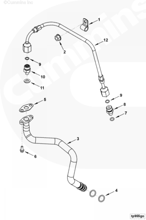  Cummins  Штуцер трубки подачи масла к турбине