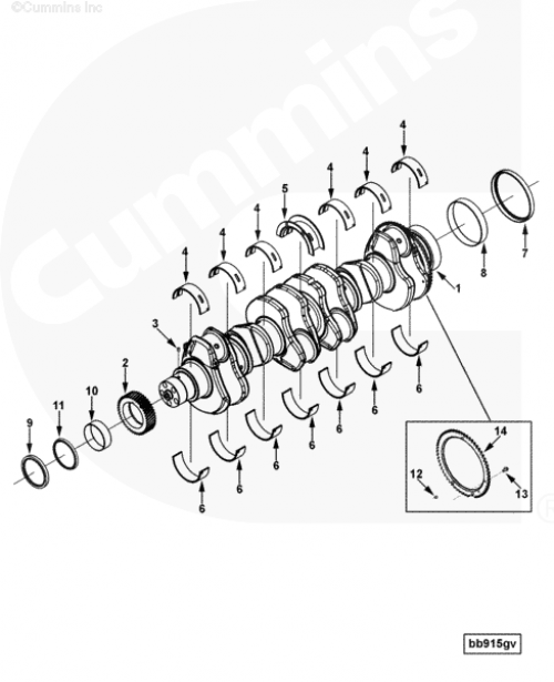  Cummins  Вкладыш коренной коленвала верхний