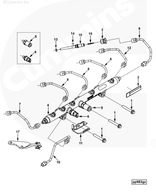  Cummins  Датчик давления топлива в рампе