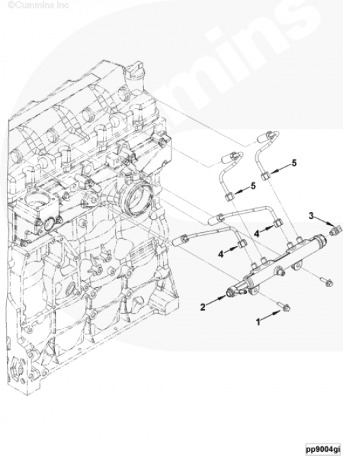  Cummins  Трубка топливная от рампы к форсунке 1-го и 2-го цилиндра Евро-4