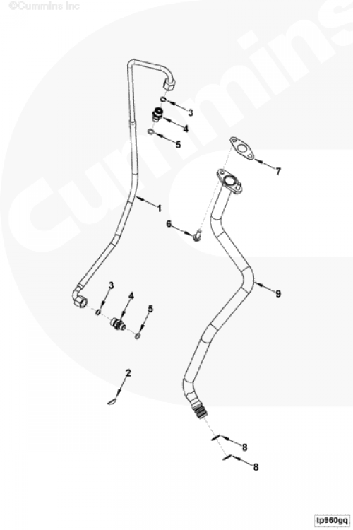  Cummins  Трубка слива масла с турбины