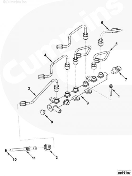  Cummins  Трубка топливная форсунки (2 и 3 цилиндра)