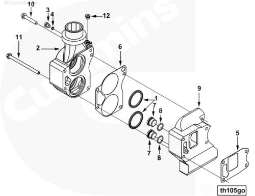  Cummins  Прокладка крышки корпуса термостата