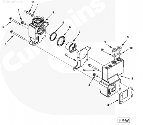  Cummins  Прокладка корпуса термостата