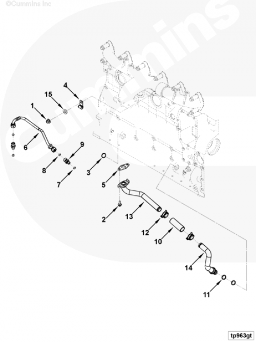  Cummins  Трубка слива масла с турбины