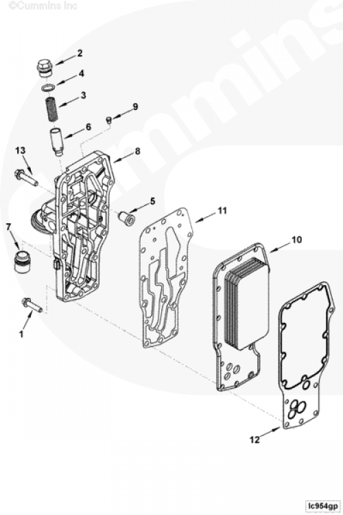  Cummins  Прокладка головки маслоохладителя