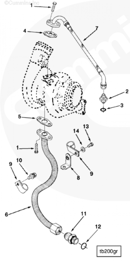  Cummins  Прокладка трубки слива масла с турбины